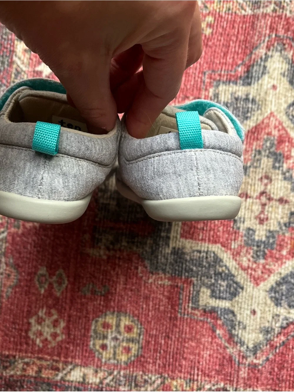 Ten Little Canvas Sneakers with Velcro Straps in Light Gray